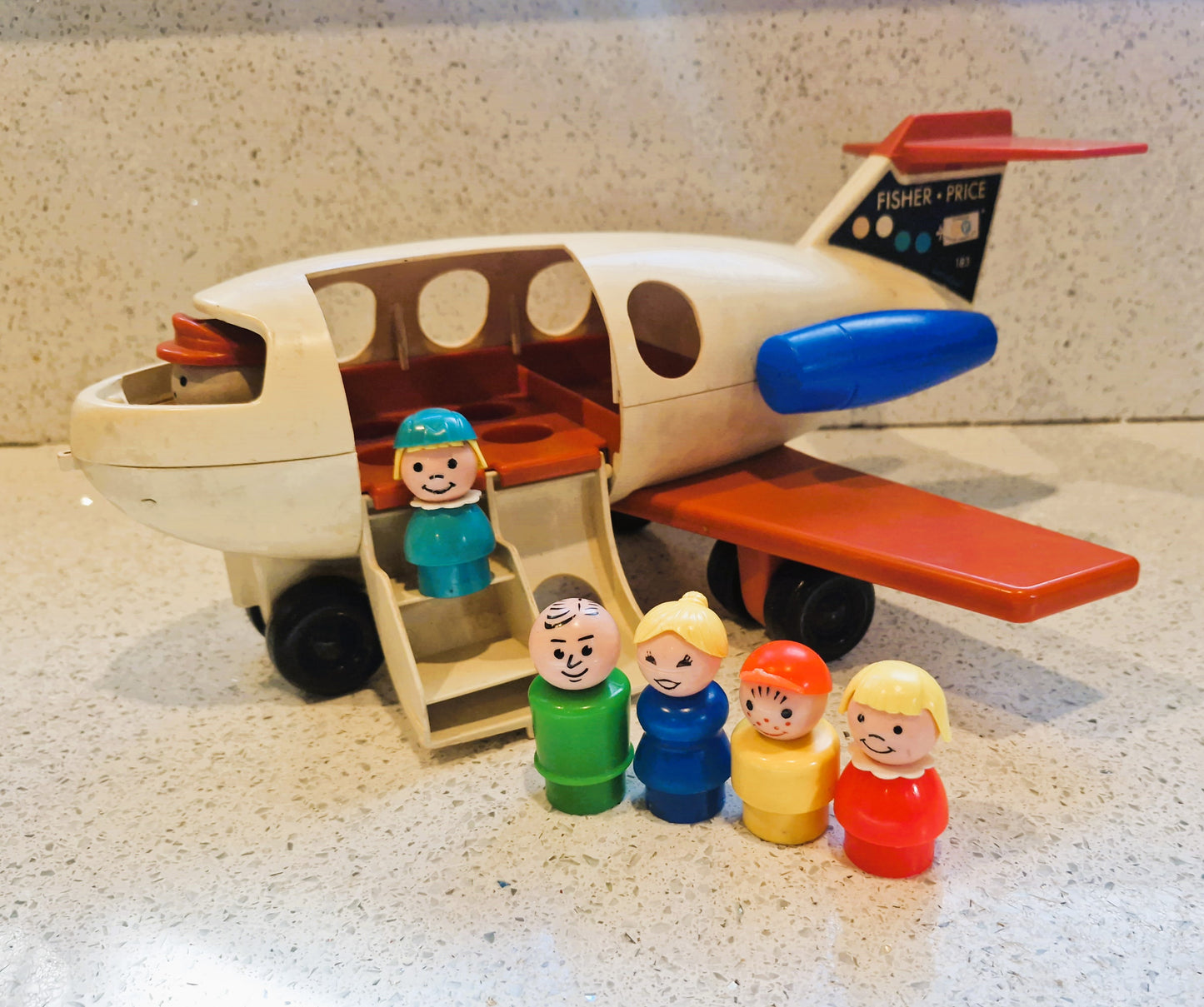 Vintage Fisher-Price Little People plane, 70s fisher price plane, with people