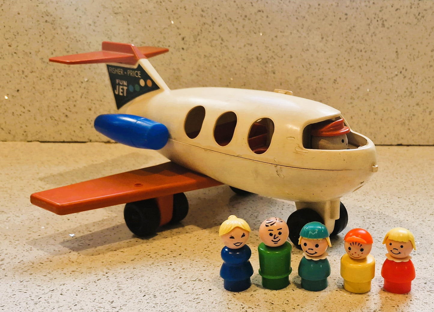 Vintage Fisher-Price Little People plane, 70s fisher price plane, with people