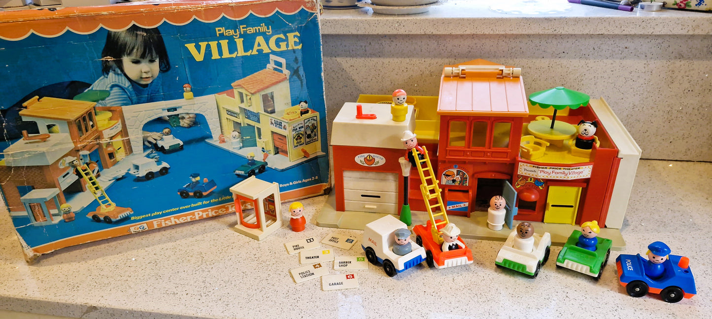 Fisher Price Village, Fisher Price, Vintage, Main street, HUGE Set, Vintage Fisher Price Toys, Boxed