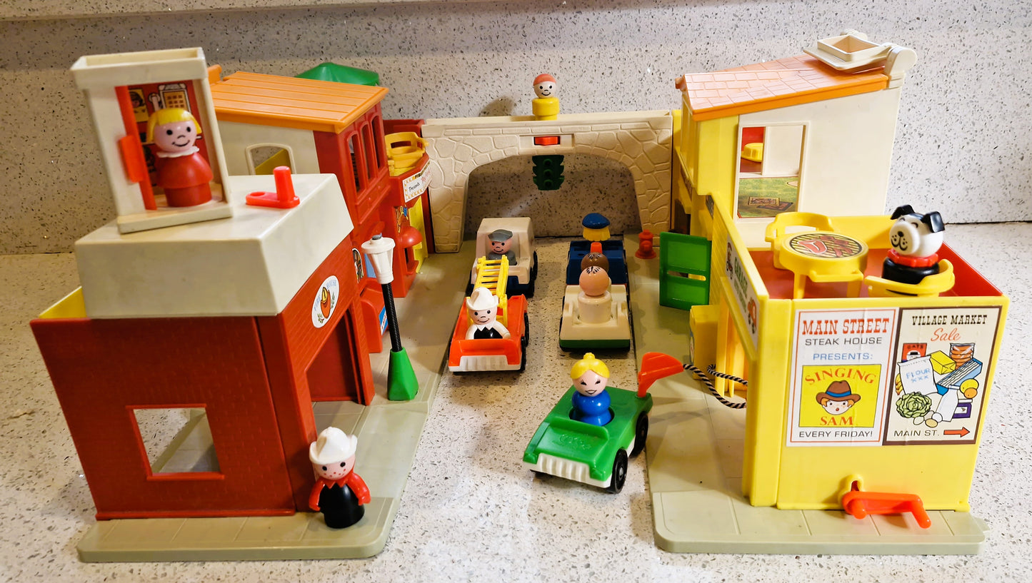 Fisher Price Village, Fisher Price, Vintage, Main street, HUGE Set, Vintage Fisher Price Toys, Boxed