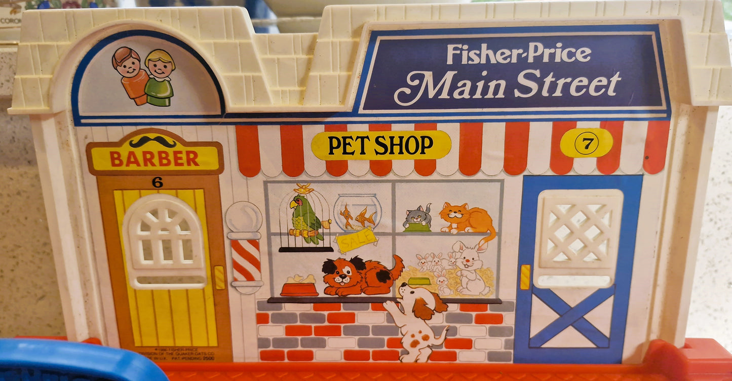 Vintage Fisher Price Main Street Set: Little People Town w/ Vehicles & Figures - BOXED