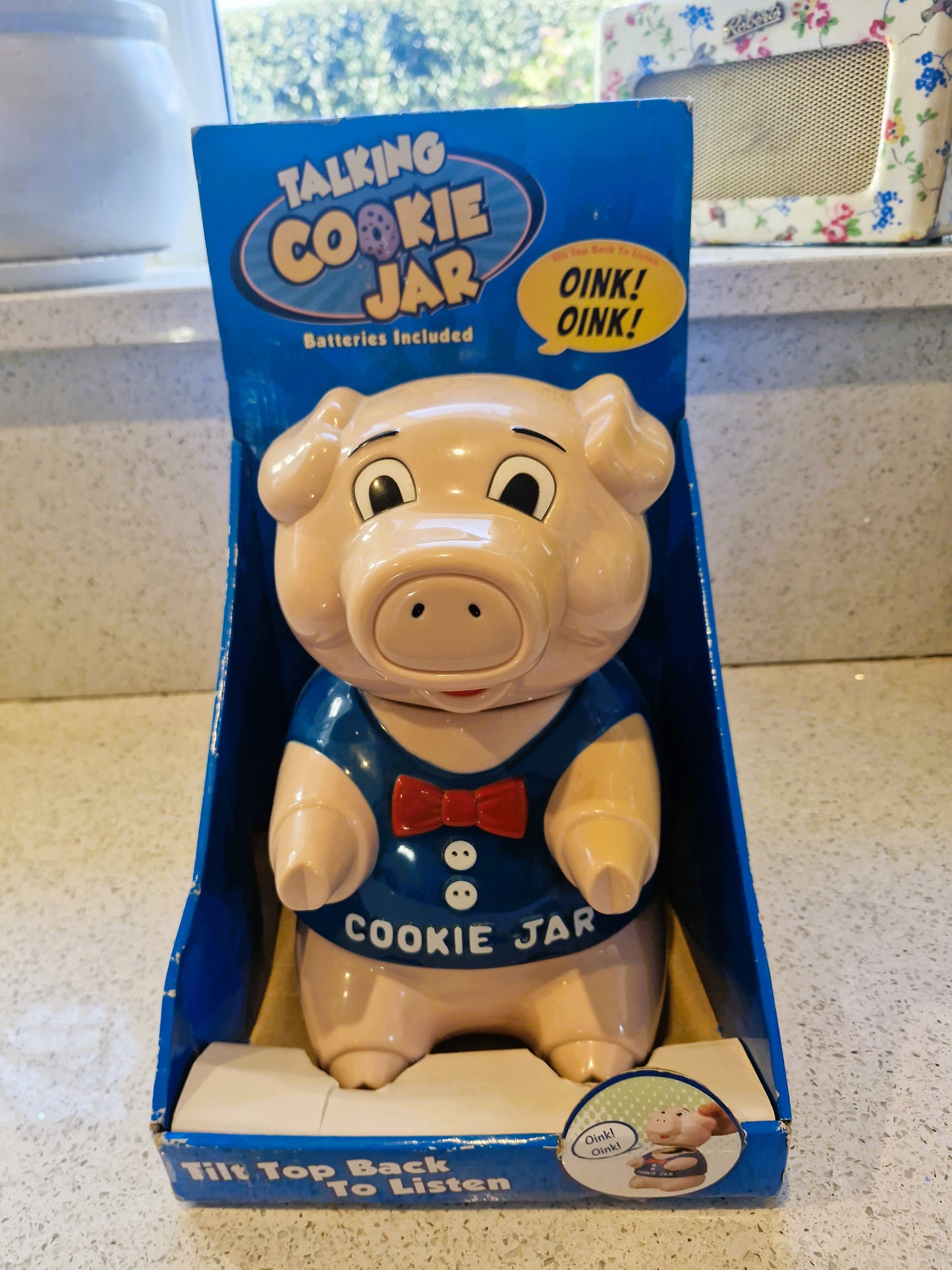 BOXED, Vintage Pig Cookie Jar: Novelty Oinking Sound, 10 Inches, Never used, Immaculate