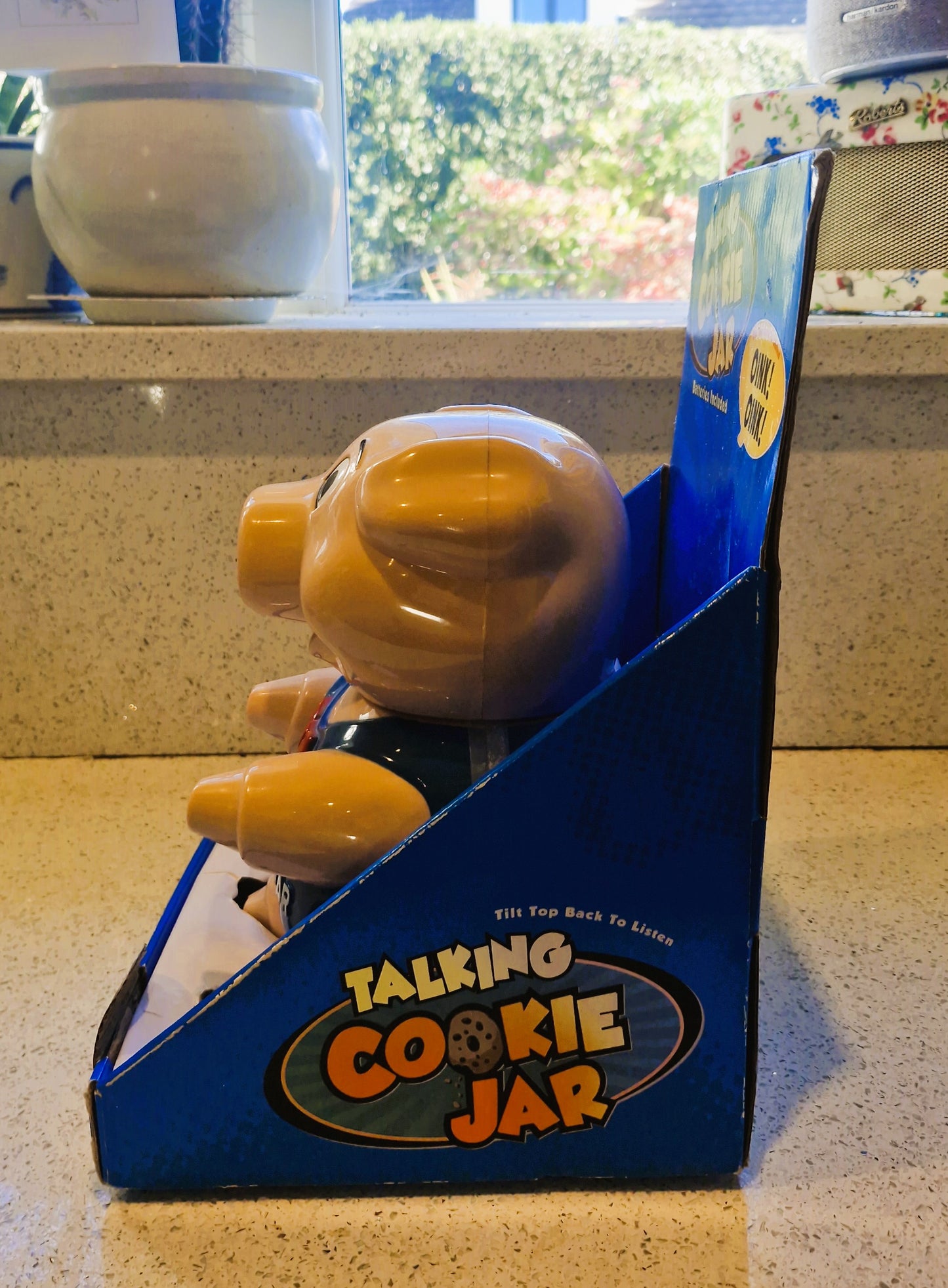 BOXED, Vintage Pig Cookie Jar: Novelty Oinking Sound, 10 Inches, Never used, Immaculate