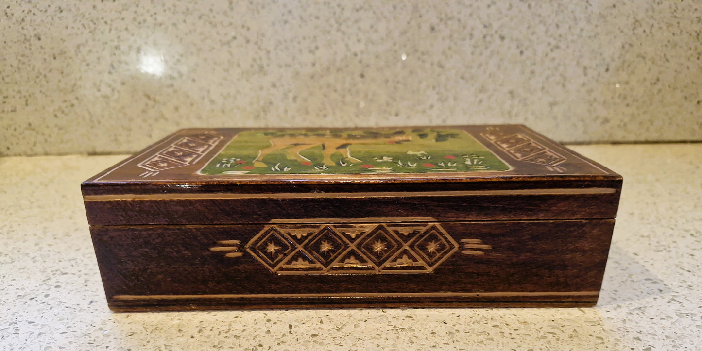 Vintage Wooden Box with Deer on: 196s Bambi, Deer, Kitsch, Quirky