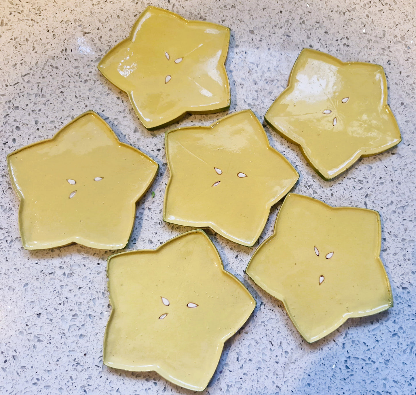 Vintage Starfruit Drinks Coasters, Quirky, Drinks Coasters, Set, Holder, Unique