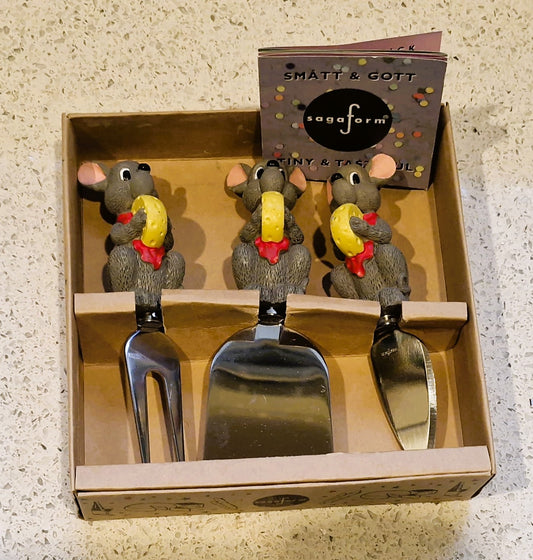 Sagaform Cheese Knife Set, Cheese Knives, Mice, Mouse, Vintage, Boxed Set