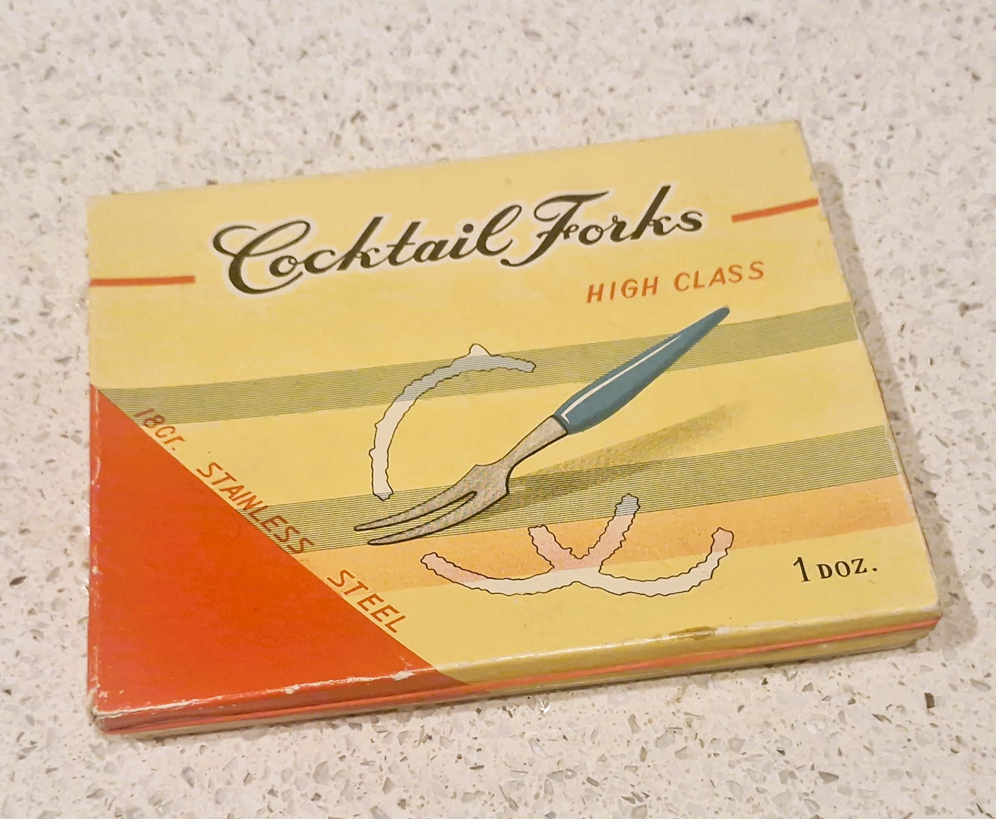 Pickle Forks, Boxed, 60s, 12 Little Forks, Coloured, Plastic Handles, Cocktail Forks. Party Forks, mini forks,  Cutlery
