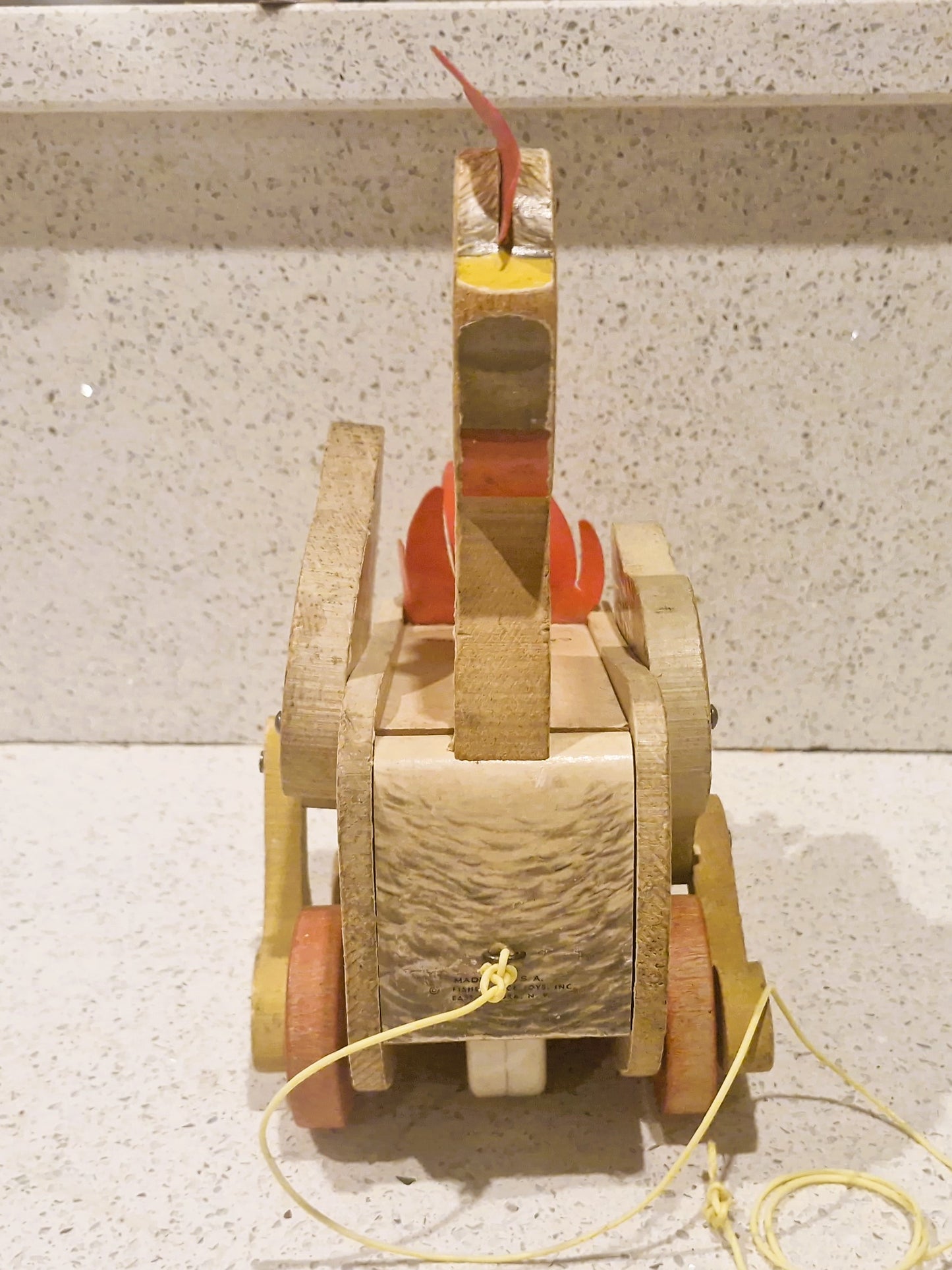 Cackling Hen by Fisher Price #120: Vintage Fisher Price Toys, chicken, Wooden, pull along toy, 1950s Fisher Price