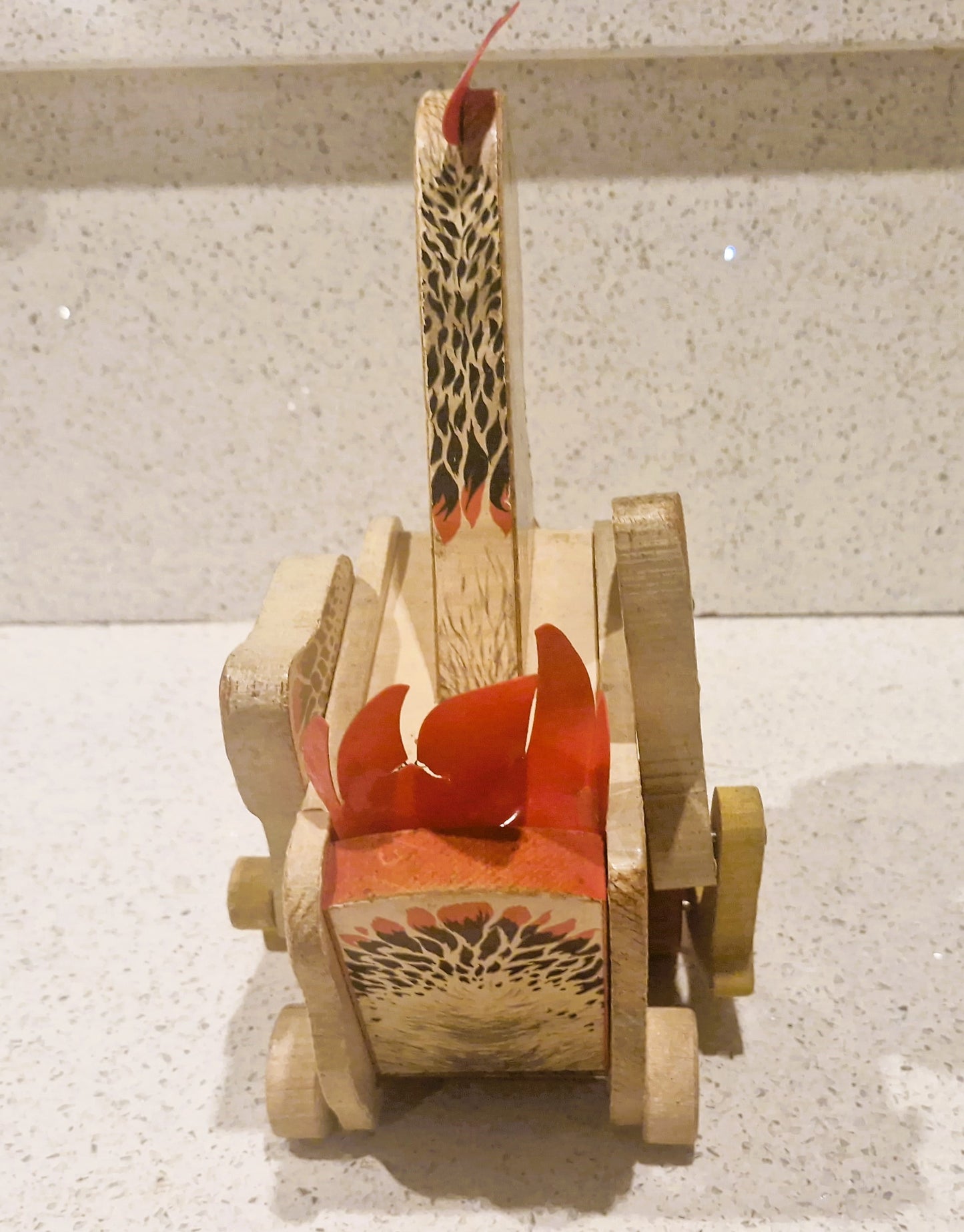 Cackling Hen by Fisher Price #120: Vintage Fisher Price Toys, chicken, Wooden, pull along toy, 1950s Fisher Price