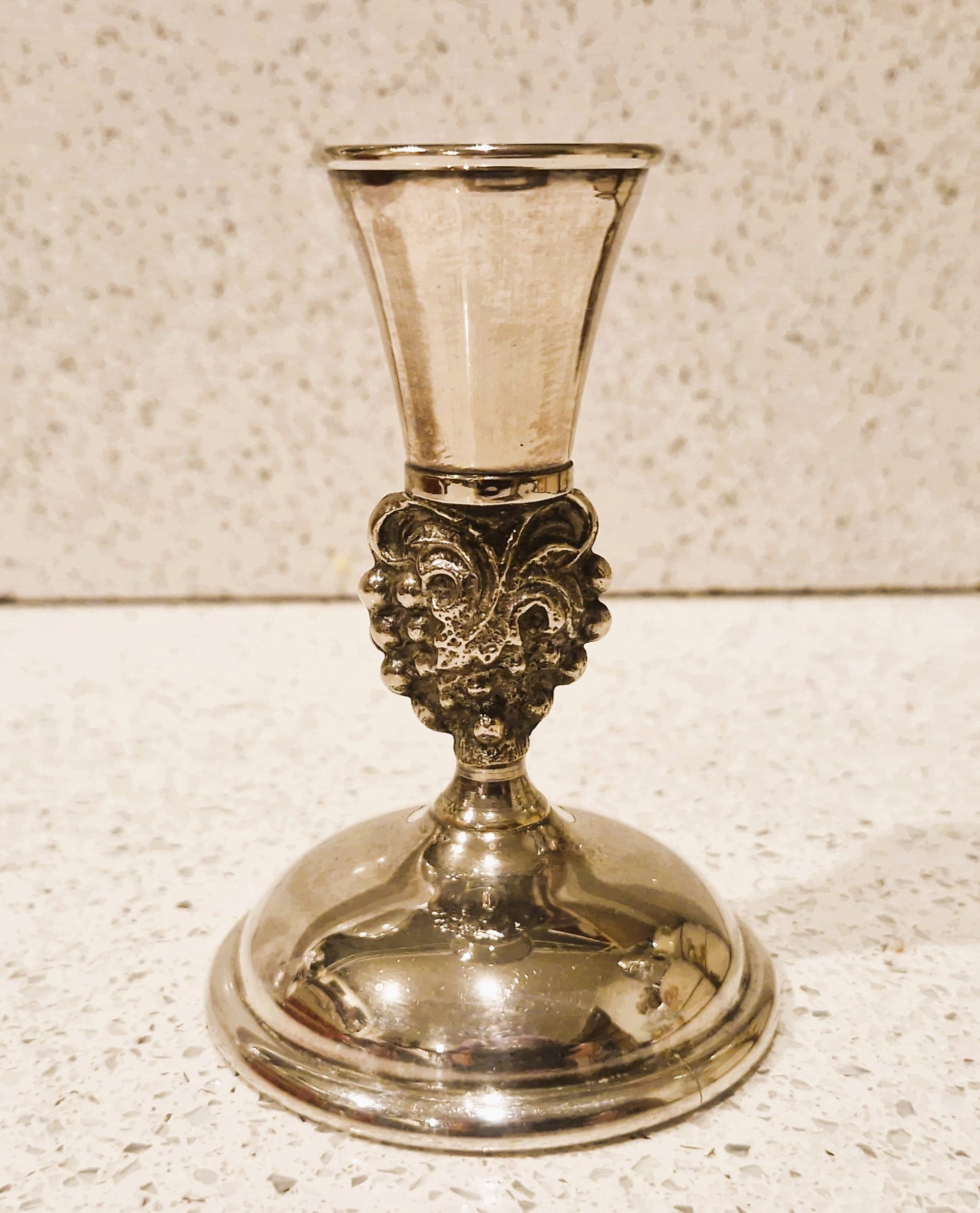 Vintage SILEA Silver Plated Grape Design Candlestick: French, Silver Plate, Candle Holder