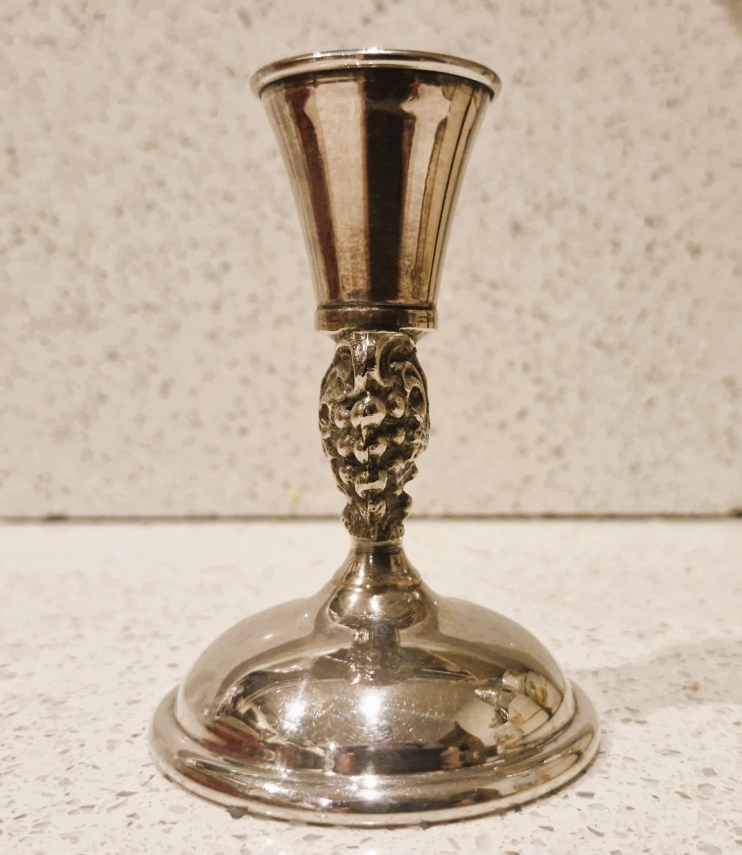 Vintage SILEA Silver Plated Grape Design Candlestick: French, Silver Plate, Candle Holder