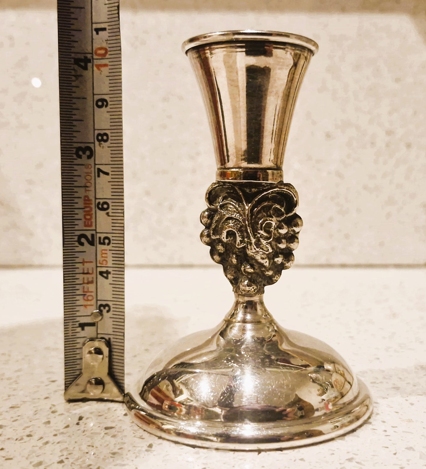 Vintage SILEA Silver Plated Grape Design Candlestick: French, Silver Plate, Candle Holder