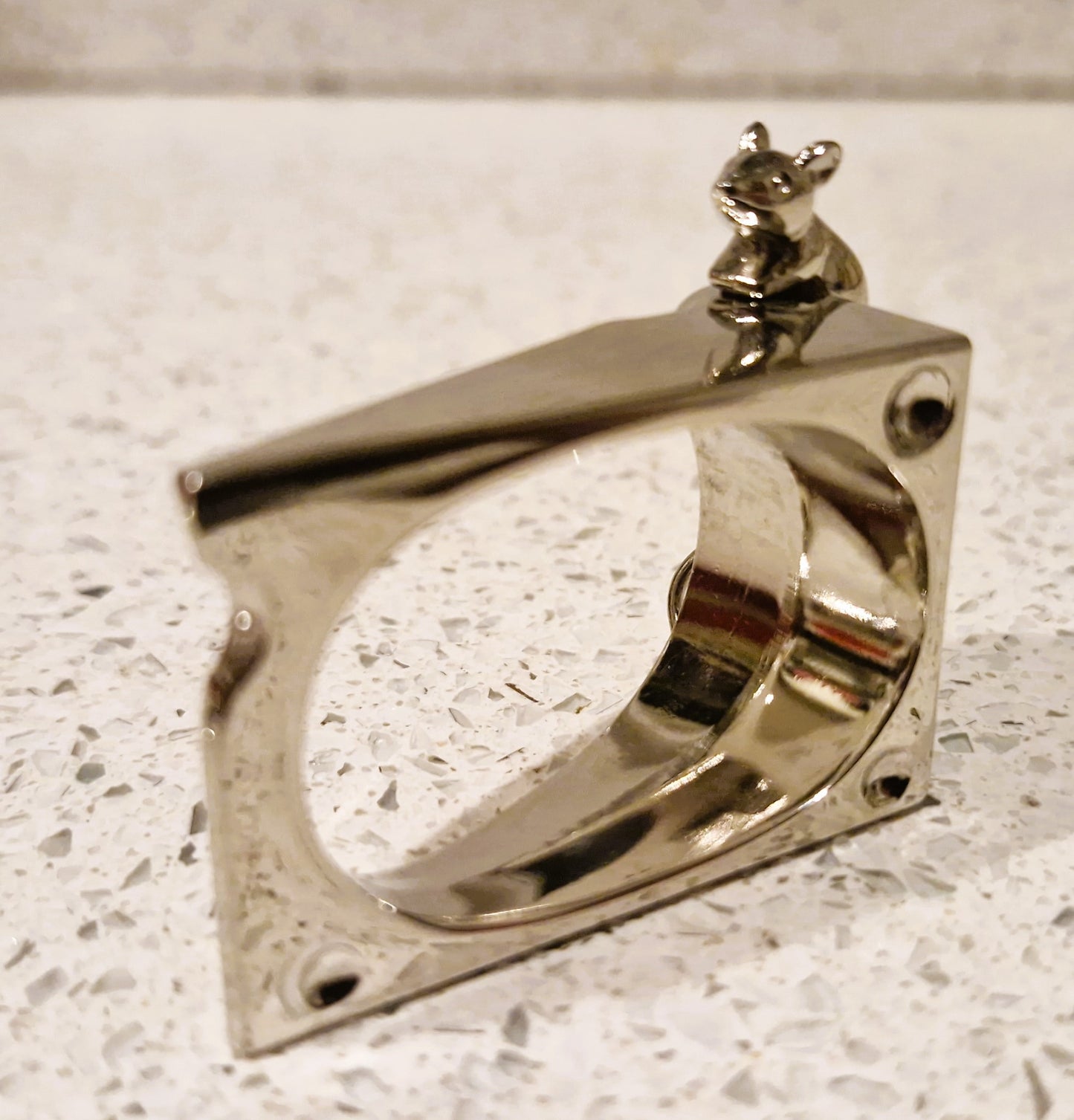 SILEA silver plated Mice on Cheese Napkin rings: Set of 4, Silver Plated Napkin Rings, Vintage