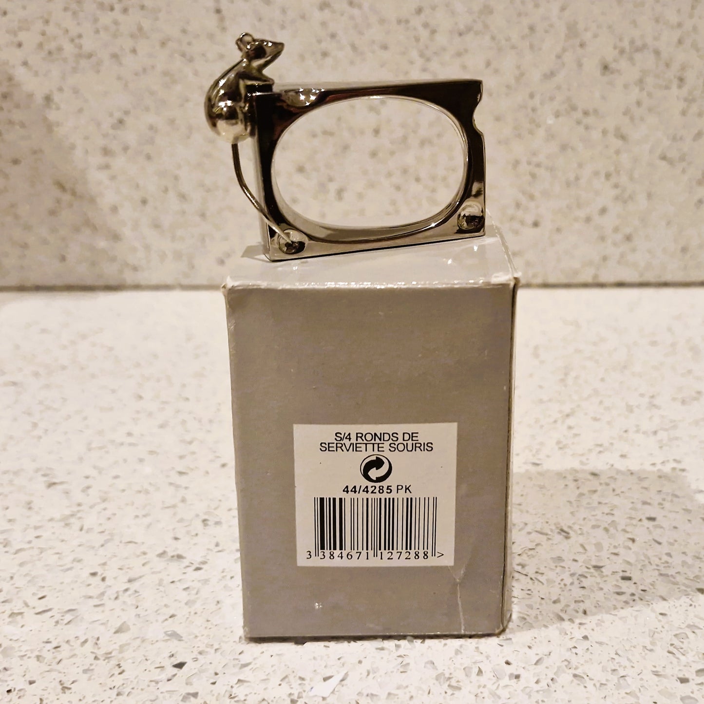 SILEA silver plated Mice on Cheese Napkin rings: Set of 4, Silver Plated Napkin Rings, Vintage