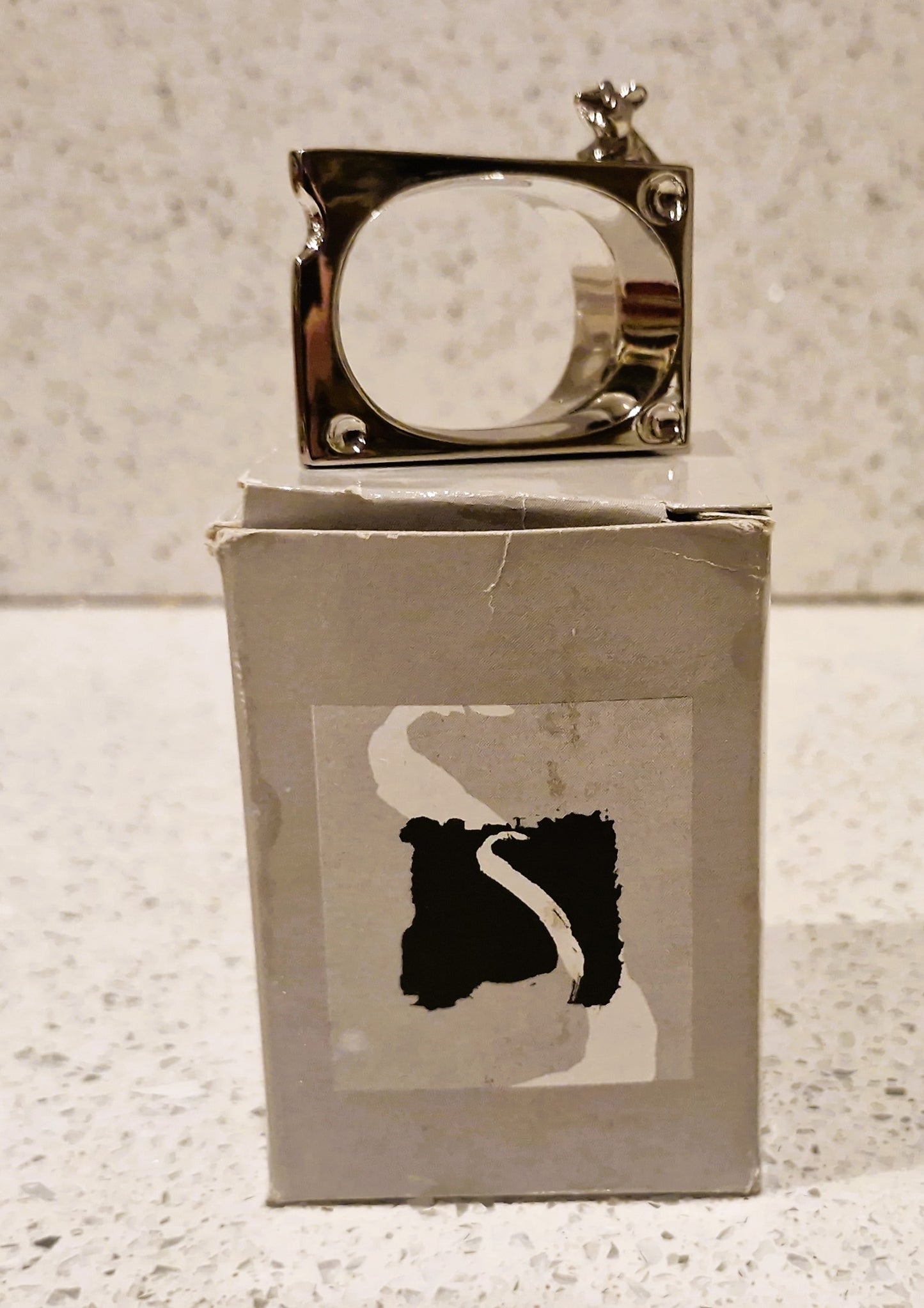 SILEA silver plated Mice on Cheese Napkin rings: Set of 4, Silver Plated Napkin Rings, Vintage