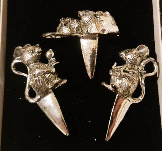 Silver Plated Cheese Markers, Mice, Mouse for Cheeseboard: Vintage, Boxed, Original