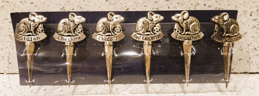 Silver Plated Cheese Markers, Mice, Mouse for Cheeseboard: Vintage, Boxed, Original