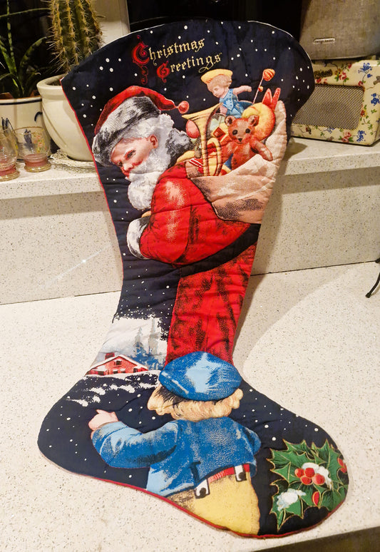 Large Christmas Stocking, Large Vintage Christmas Stocking, Large Xmas Stockings, Vintage Christmas Stockings