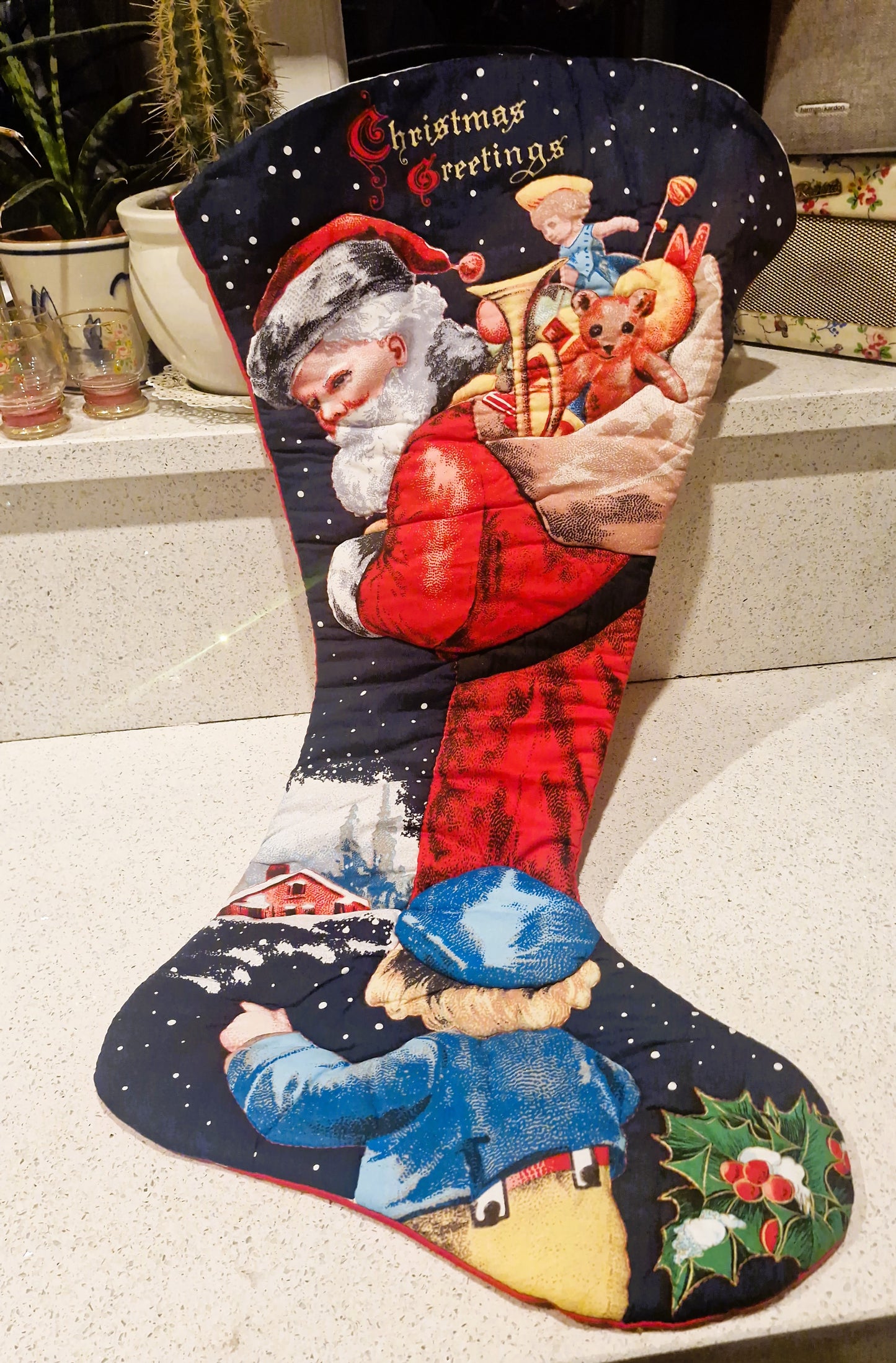 Large Christmas Stocking, Large Vintage Christmas Stocking, Large Xmas Stockings, Vintage Christmas Stockings