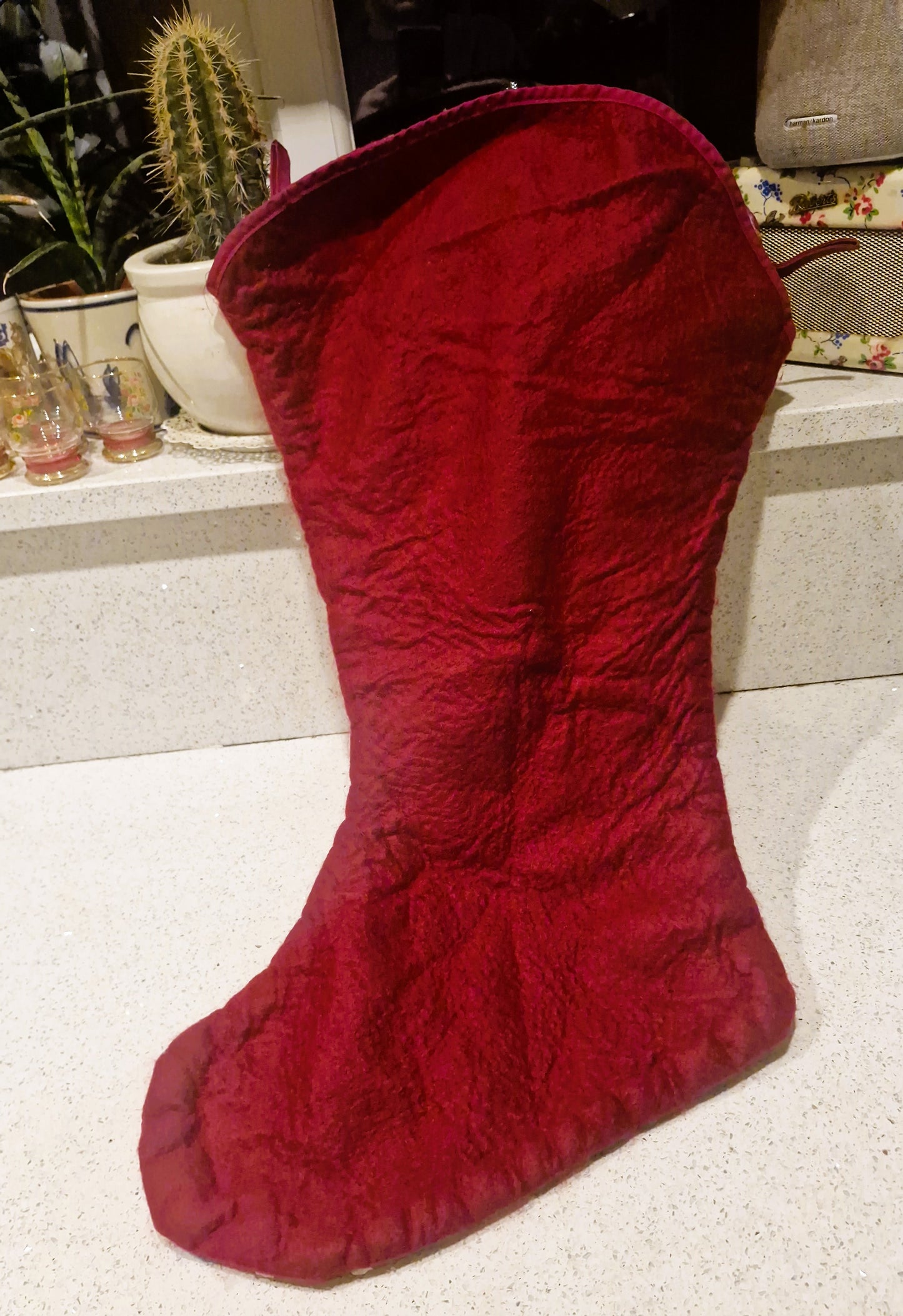 Large Christmas Stocking, Vintage Christmas Stocking,  Large, Huge, Big, Christmas, Xmas, Stocking, Kitsch, Quirky, Santa, Father Christmas