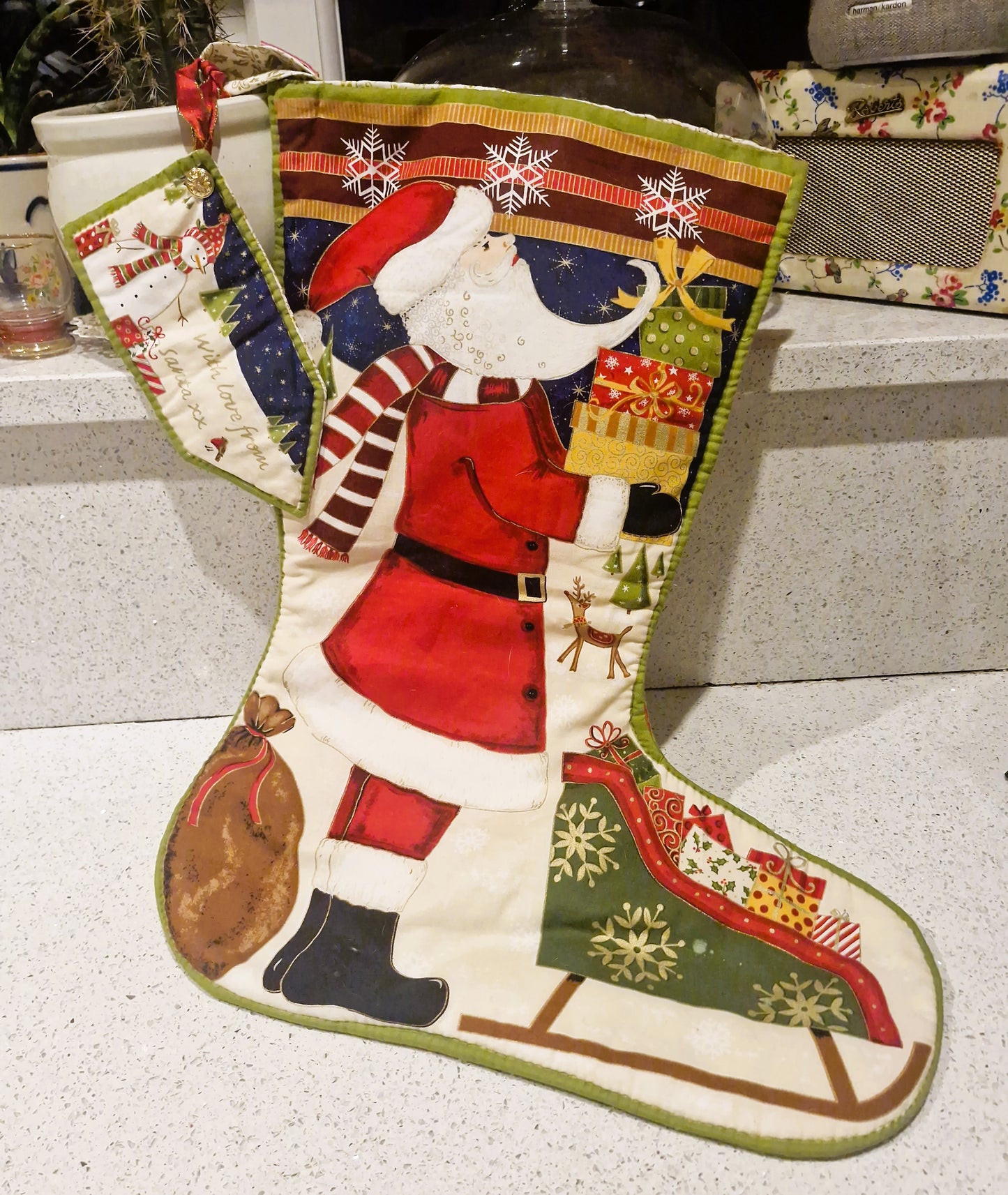Handmade Christmas Stocking, Vintage Christmas Stocking,  Christmas, Xmas, Stocking, Kitsch, Quirky, Santa, Father Christmas