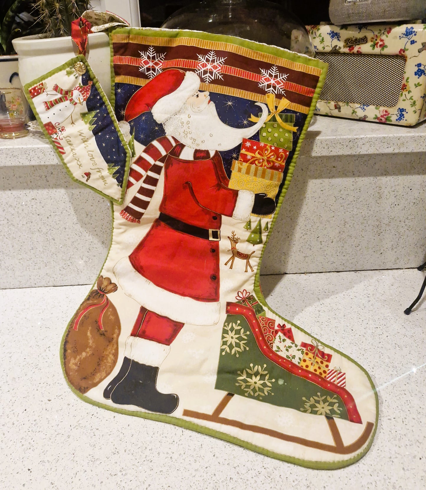 Handmade Christmas Stocking, Vintage Christmas Stocking,  Christmas, Xmas, Stocking, Kitsch, Quirky, Santa, Father Christmas