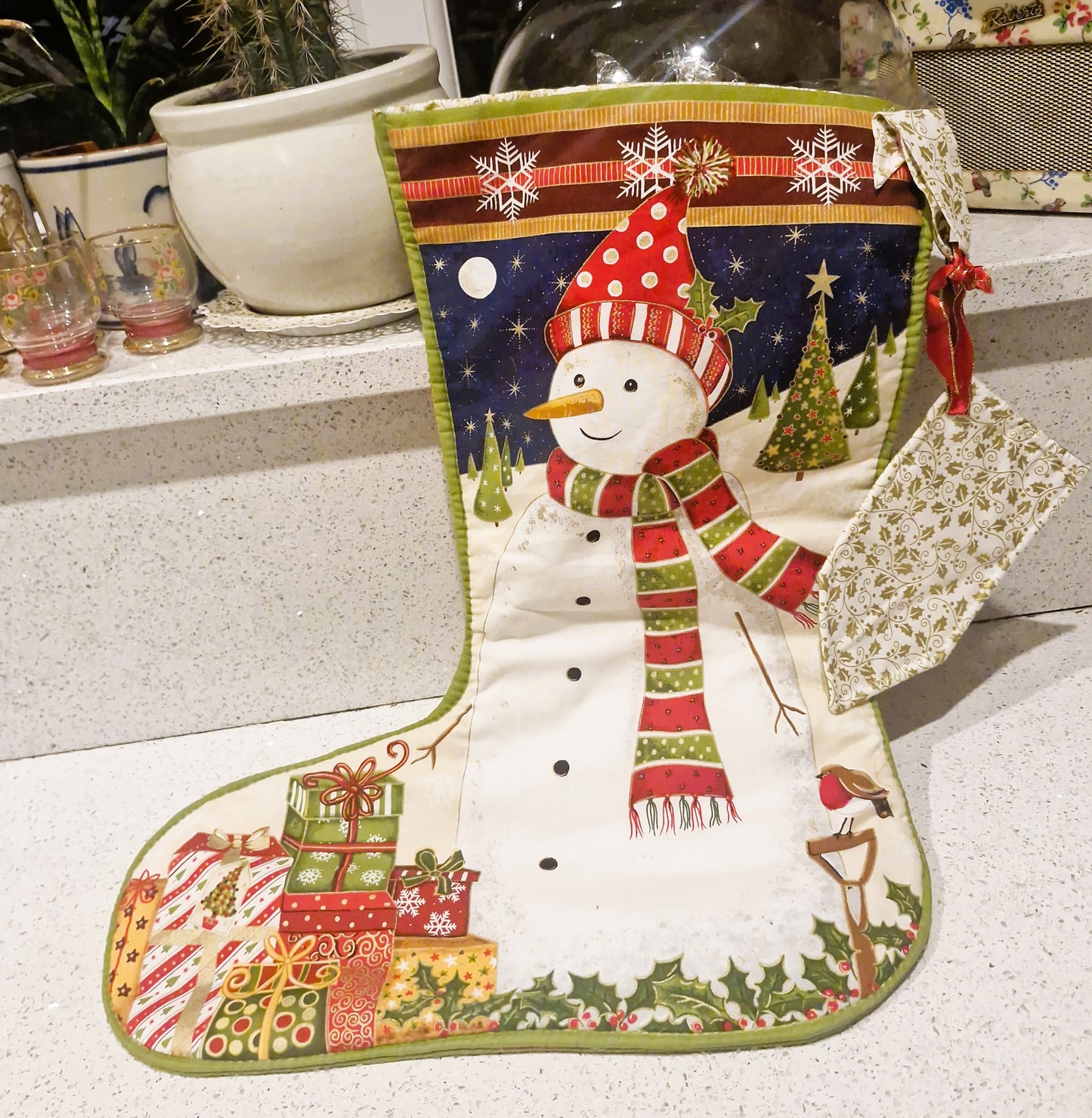 Handmade Christmas Stocking, Vintage Christmas Stocking,  Christmas, Xmas, Stocking, Kitsch, Quirky, Santa, Father Christmas