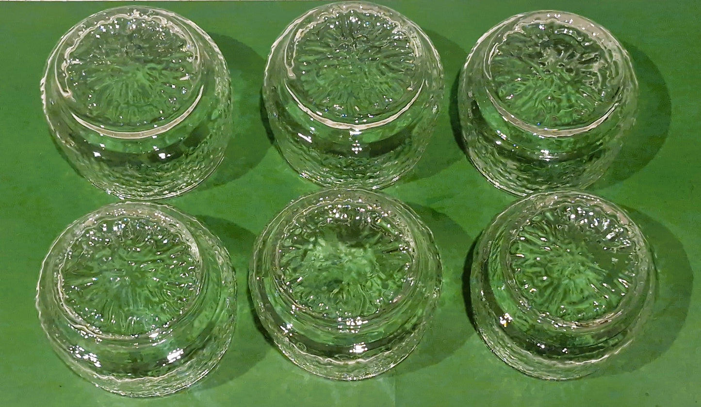70s Glass Dessert Bowl Set, Textured Glass, Siesta Ravenhead Sundae Dishes, Iittala Style