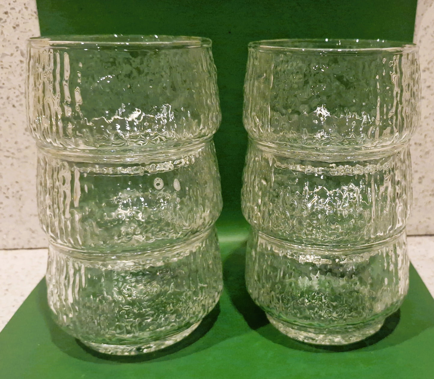 70s Glass Dessert Bowl Set, Textured Glass, Siesta Ravenhead Sundae Dishes, Iittala Style