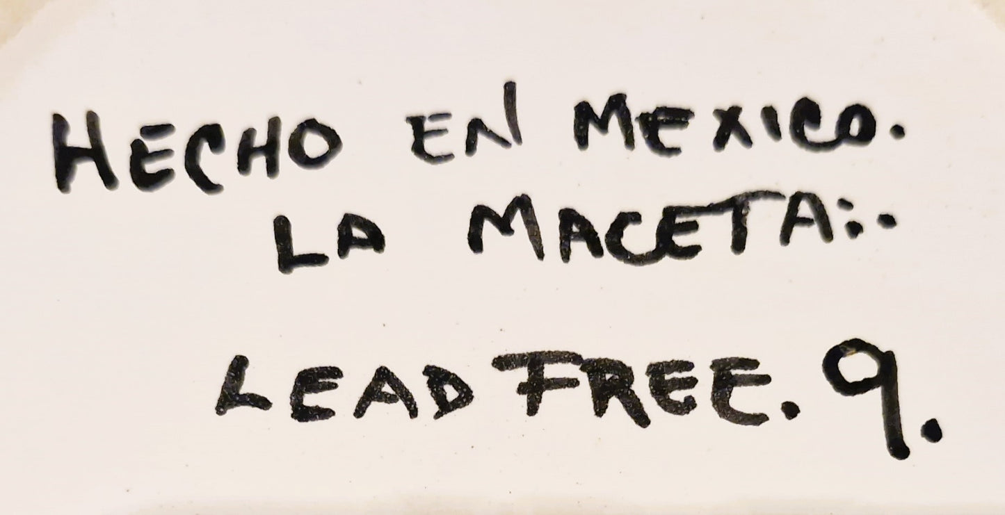 Vintage Mexican Talavera Serving Bowl: Large Peacock Design Bowl, Grren, Lead Free