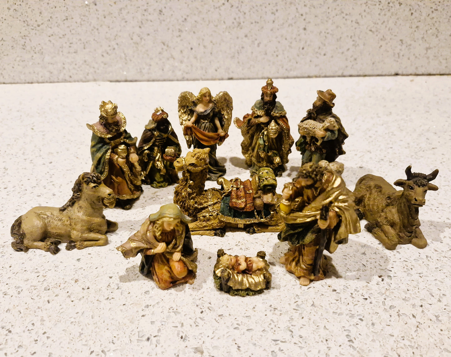 Vintage Plaster Nativity Set, Complete with Angel and Camel, Boxed