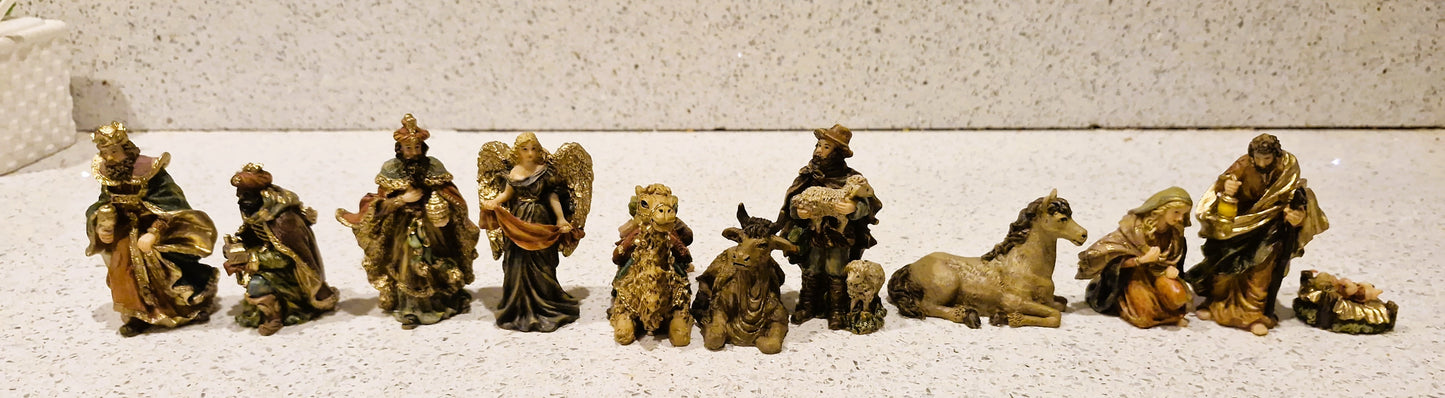 Vintage Plaster Nativity Set, Complete with Angel and Camel, Boxed