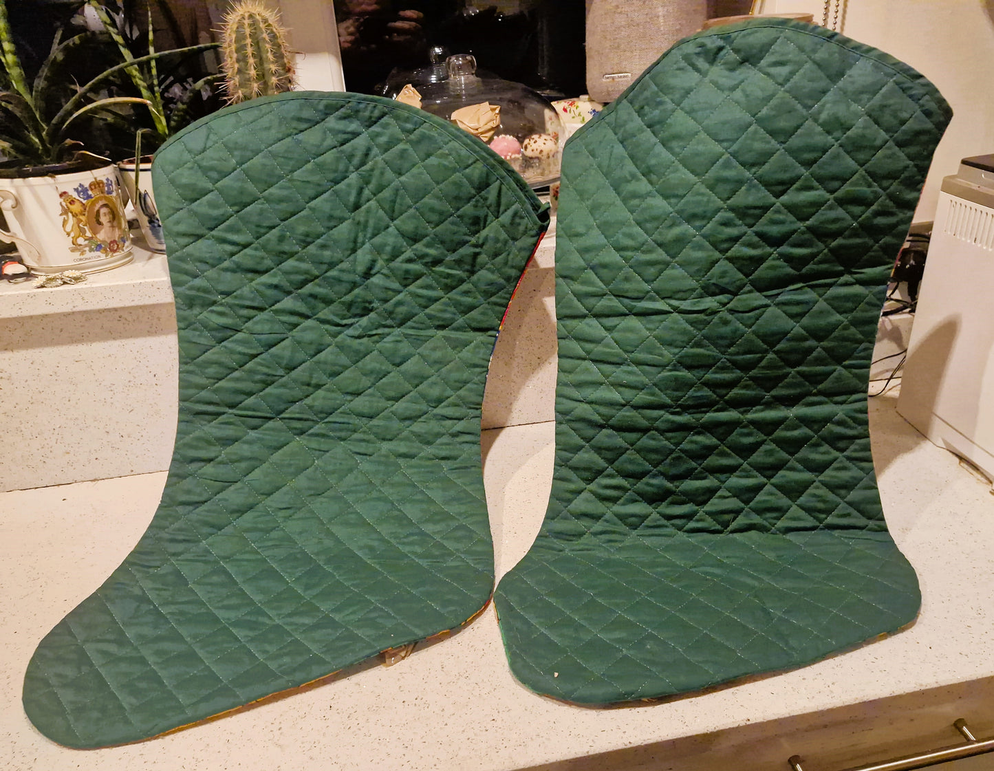 Quilted Large Christmas Stocking: Handmade Vintage Jumbo Xmas Sack, Huge, Santa