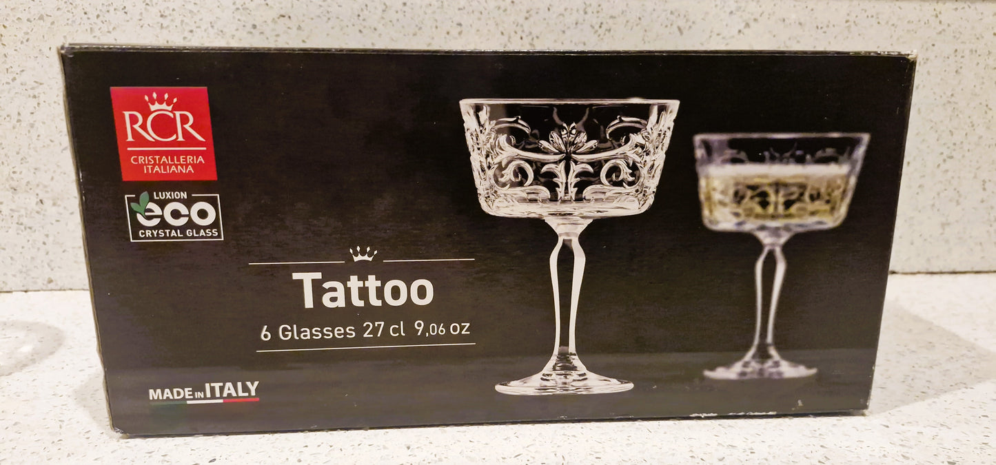 Vintage Italian Crystal Champagne Glasses, Champagne Coupes, RCR Royal Crystal Rock