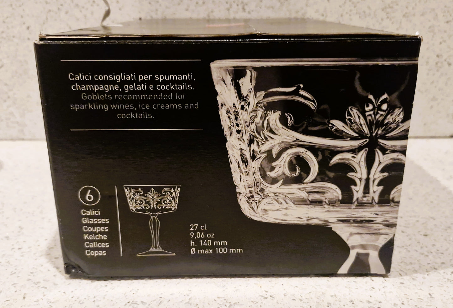 Vintage Italian Crystal Champagne Glasses, Champagne Coupes, RCR Royal Crystal Rock