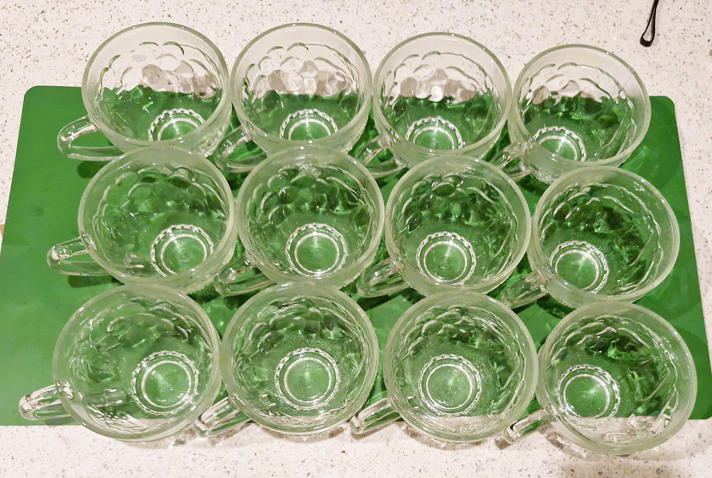 Vintage Pressed Glass Punch Bowl Set: 12 Glasses, Mid-Century Cocktail Party, Christmas Party