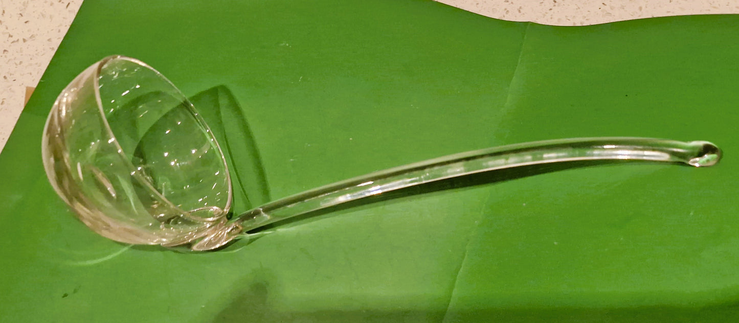 Vintage Clear Glass Ladle: Wine Punch Server, 11 Inch Approx