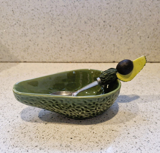 Vintage Silea Avocado Bowl and Spoon Set: Quirky Guacamole Tapas Dishes