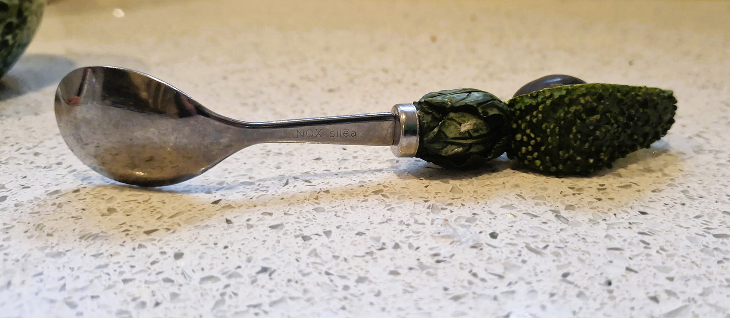 Vintage Silea Avocado Bowl and Spoon Set: Quirky Guacamole Tapas Dishes