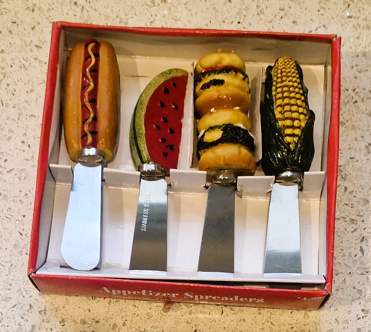 Vintage Vegetable, Burger and Hotdog Handle Butter Spreaders: Kitsch Quirky Spreaders
