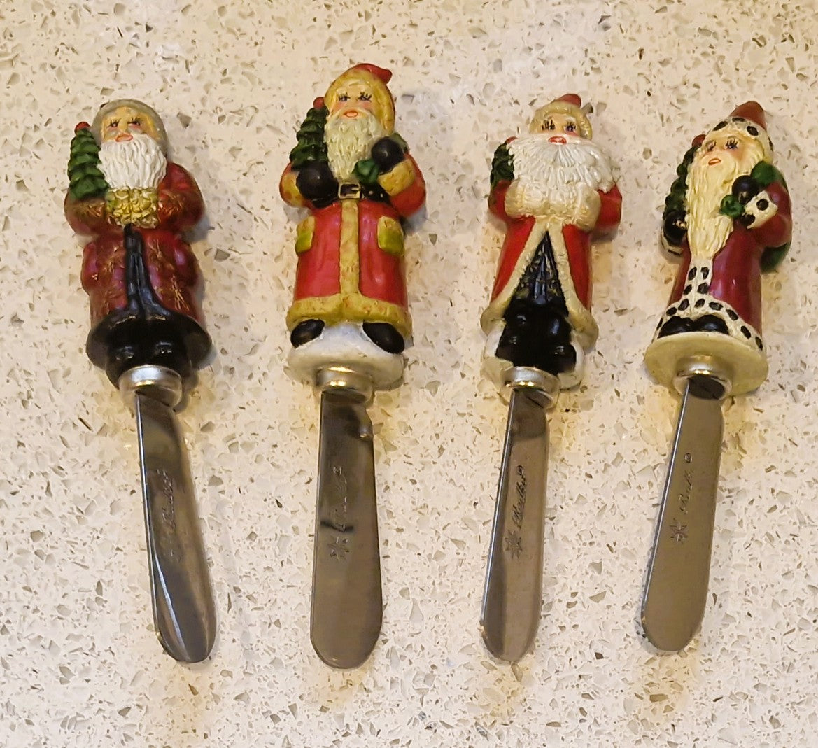Christopher Radko Home for the Holidays Santa spreading knives: Santa Butter spreaders