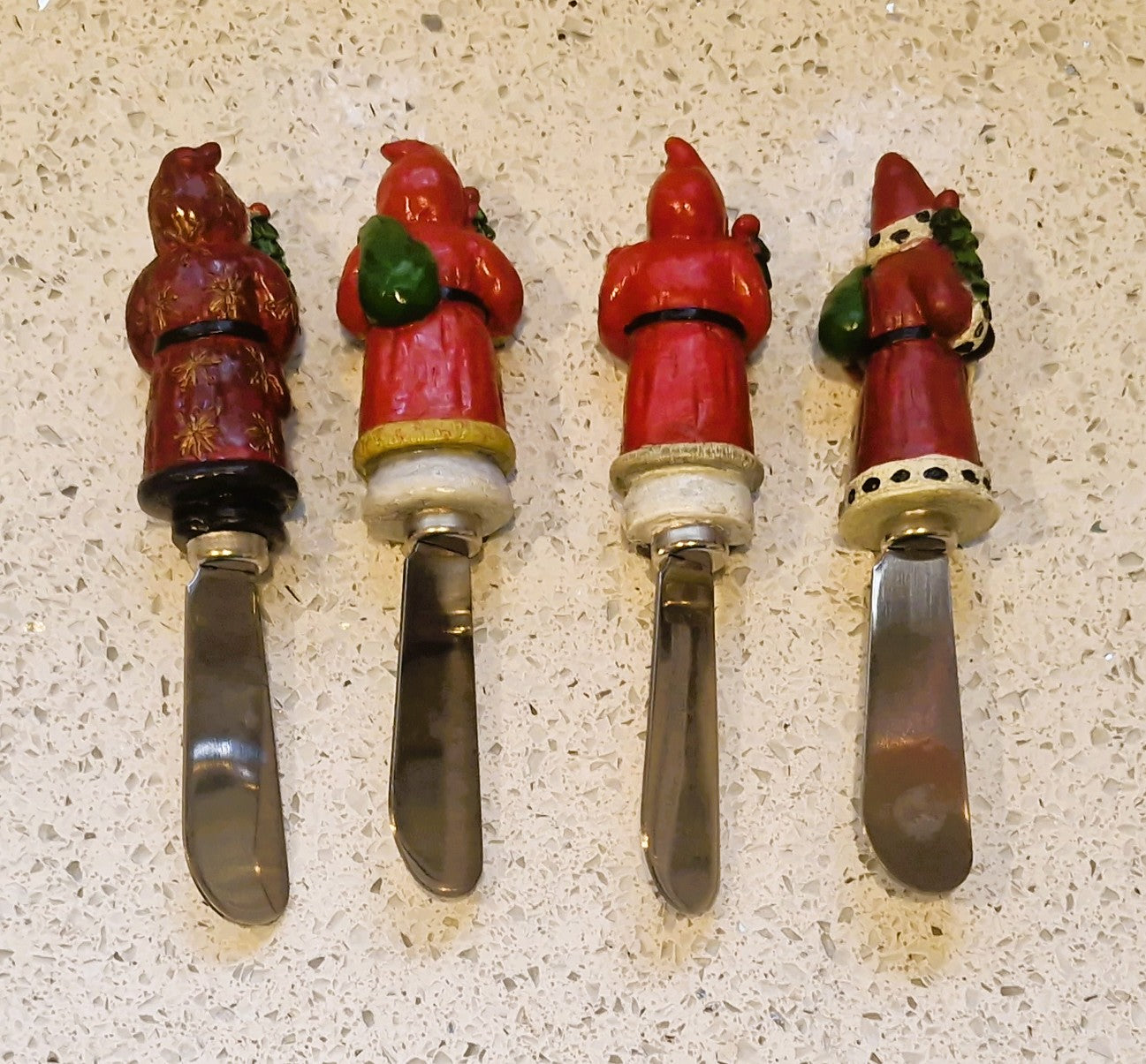 Christopher Radko Home for the Holidays Santa spreading knives: Santa Butter spreaders