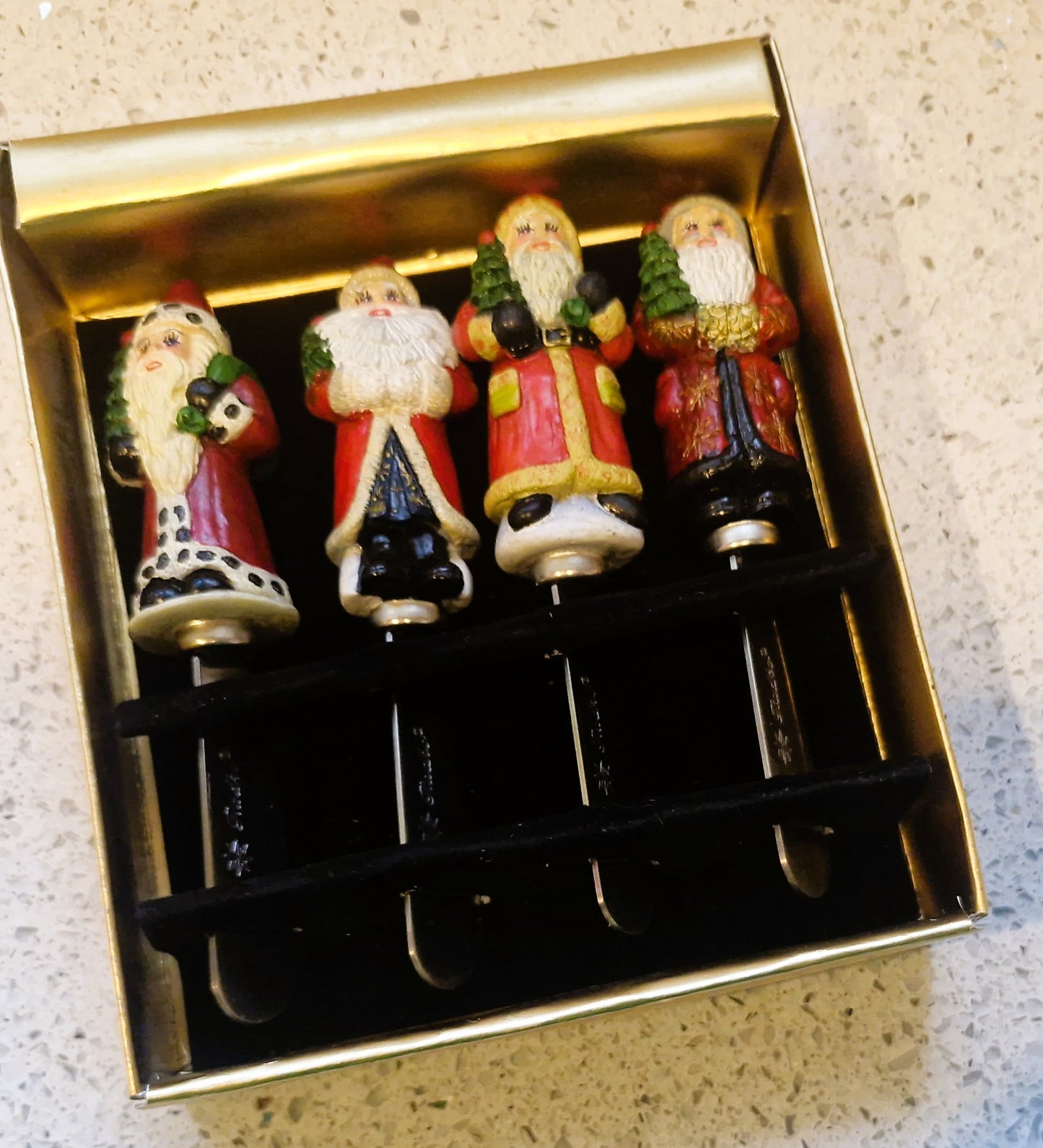 Christopher Radko Home for the Holidays Santa spreading knives: Santa Butter spreaders