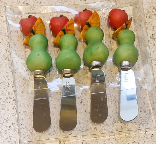 Vintage Butter spreaders, Quirky, Novelty, Boxed, Immaculate, Fruit, Pear, Orange, Jam