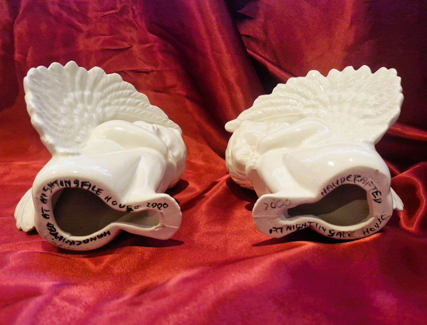 Handcrafter White Cherubs, Christmas, Xmas, Decorations, Ornaments, Stylish, Angels, Cherubs