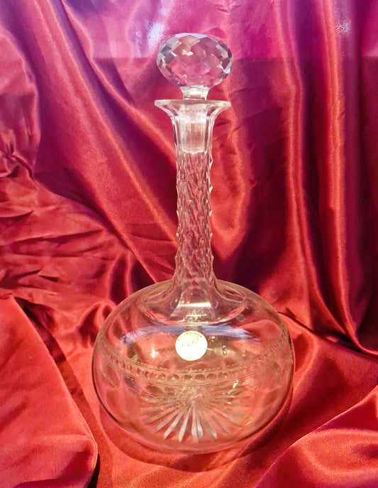 Vintage French Crystal Claret Jug, Bell Bottom Decanter