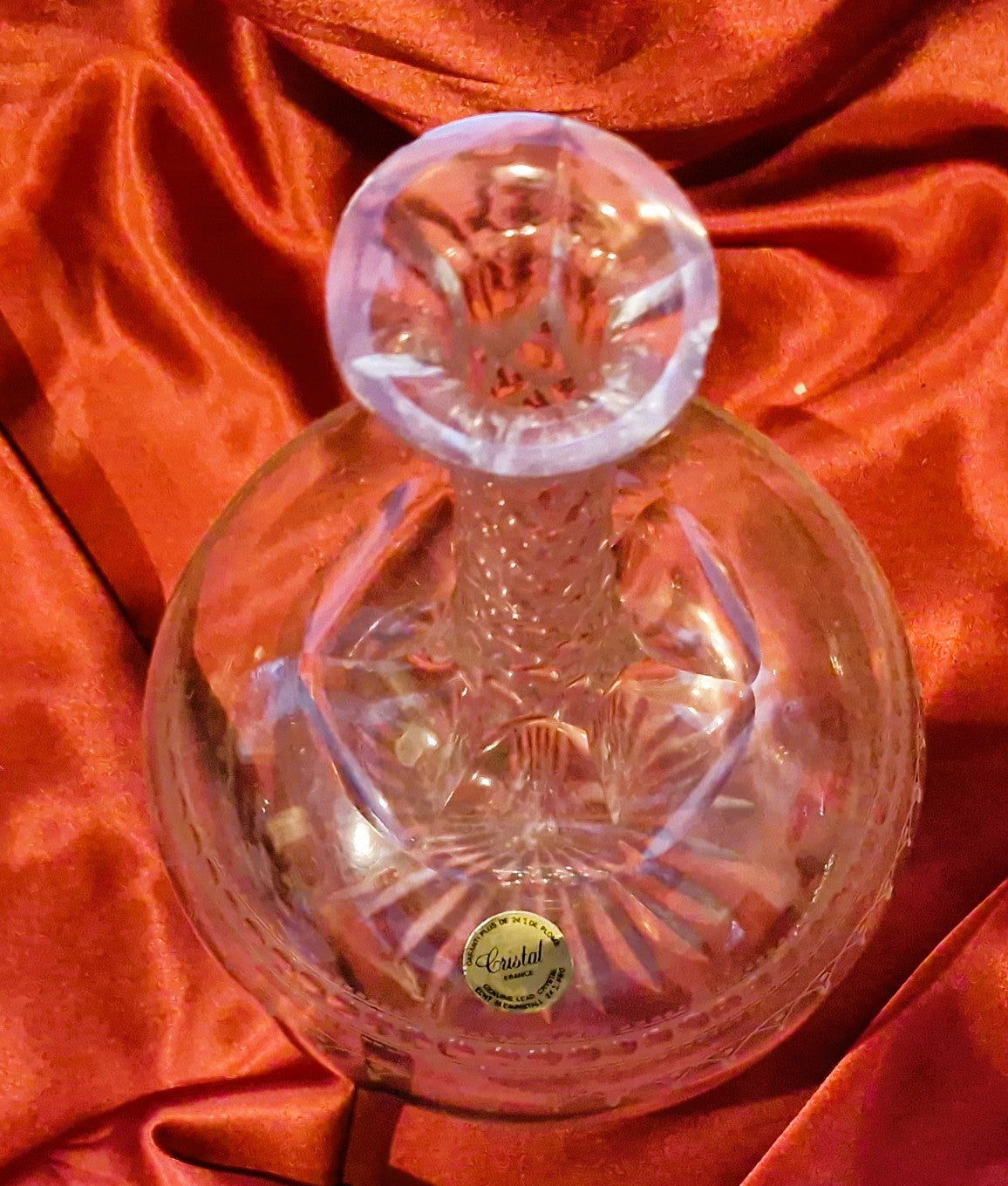 Vintage French Crystal Claret Jug, Bell Bottom Decanter