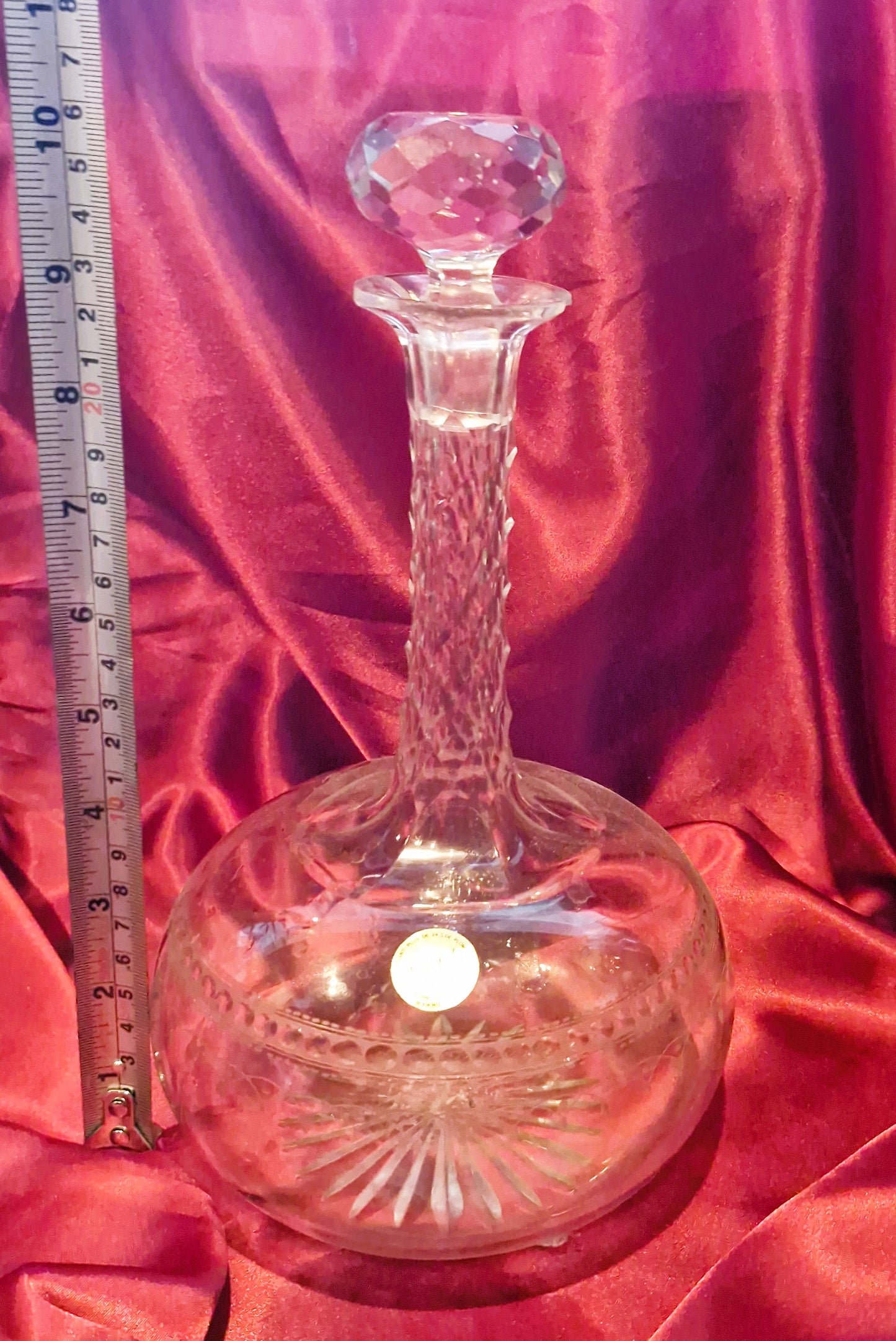 Vintage French Crystal Claret Jug, Bell Bottom Decanter