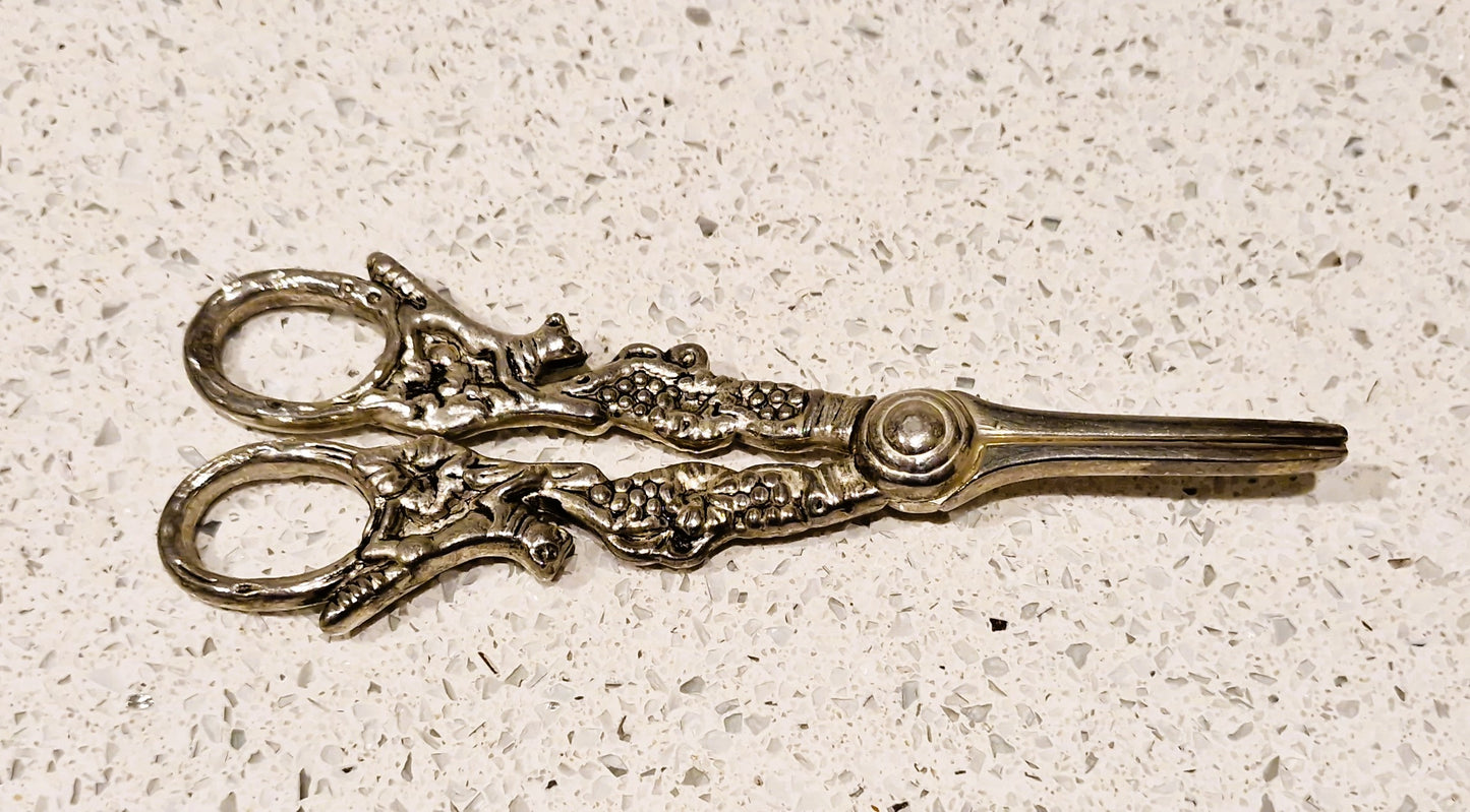 Edwardian Antique Silver Plated Grape Scissors, Fox, Grape Shears , Vintage