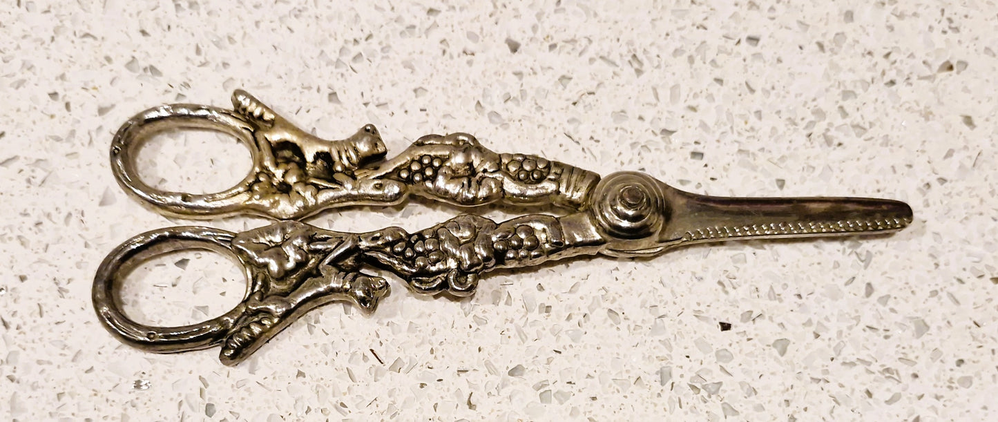 Edwardian Antique Silver Plated Grape Scissors, Fox, Grape Shears , Vintage